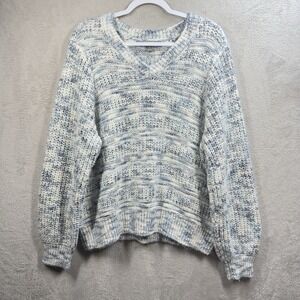 Falls Creek Women's Sweater Plus Size‎ 1X Blue Marled Chunky Knit Cozy